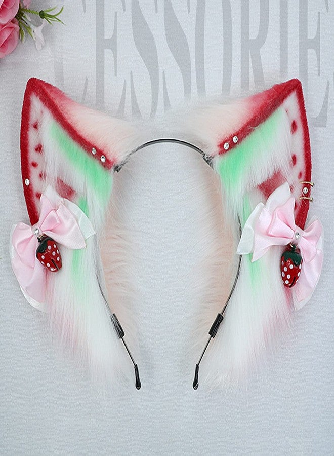 Faylay Women Furry Cat Ear Animal Ears Headband Ribbon Decor (CMME) - Image 2